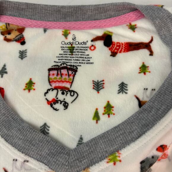 Cuddl Duds Dog Print Fleece Lounge Top XL Cozy Sleep Shirt - Picture 5 of 6